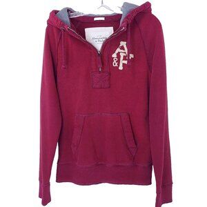 Abercrombie Fitch Muscle Hoodie Small Maroon Red Quarter Zip Thermal Hood